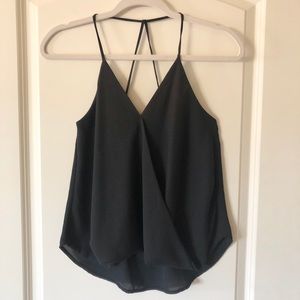 Black V cut strappy camisole draped tank by Kimcine size small